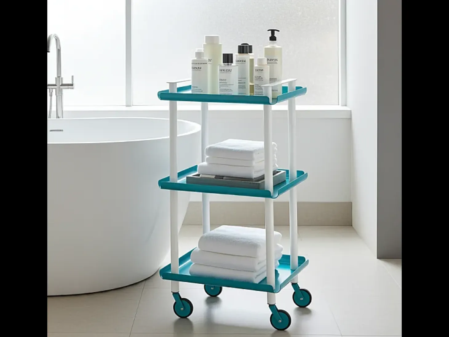 DON HIERRO - Carrito auxiliar LEKY, armazón blanco, 3 estantes. Multifuncional, práctico y decorativo-
