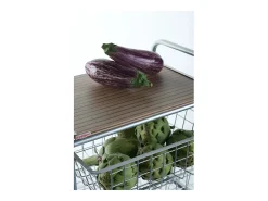 DON HIERRO - Carrito de cocina NORA, 4 cestas de gran capacidad, Encimera color Abedul efecto alistonado-Gris