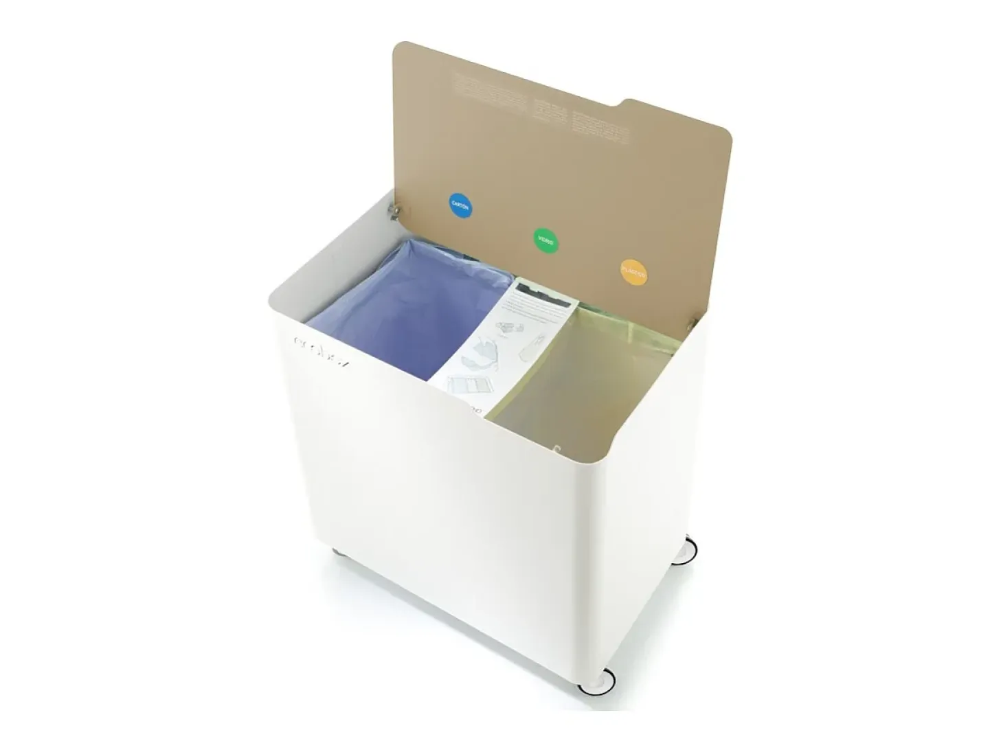 DON HIERRO - Cubo de basura reciclaje ECOBOX, con ruedas y cierre suave, 60 litros-