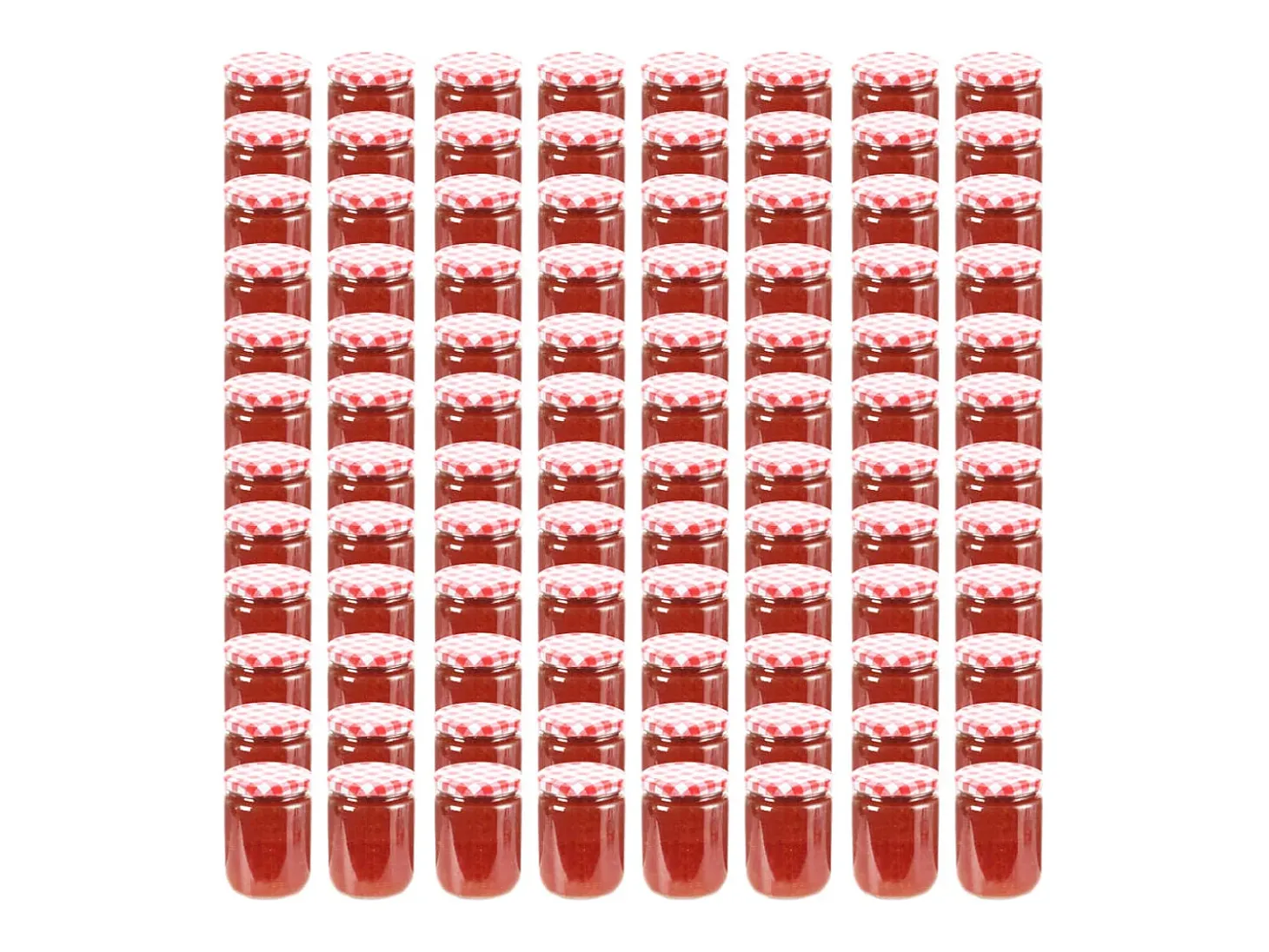 Drew Mason Tarros de mermelada de vidrio tapa blanca y roja 96 uds 230 ml