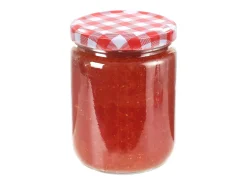 Drew Mason Tarros de mermelada de vidrio tapa blanca y roja 96 uds 230 ml