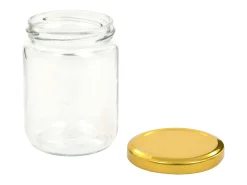 Drew Mason Tarros de mermelada de vidrio con tapa dorada 48 uds 230 ml