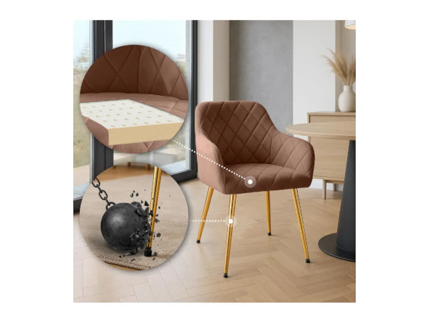 Dudeco Silla Bilbau Gold Marrón