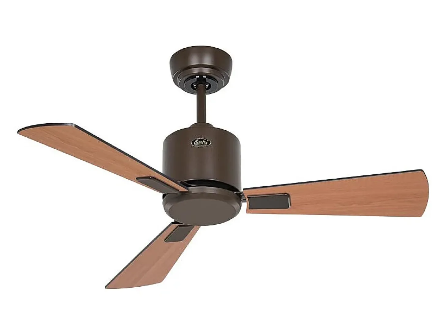 eco neo III 92, ventilador wifi sin luz, cuerpo marrón con aspas de teca y negras, casafan
