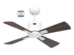 eco neo III 92,ventilador sin luz, cuerpo blanco con aspas en nogal y cerezo, casafan