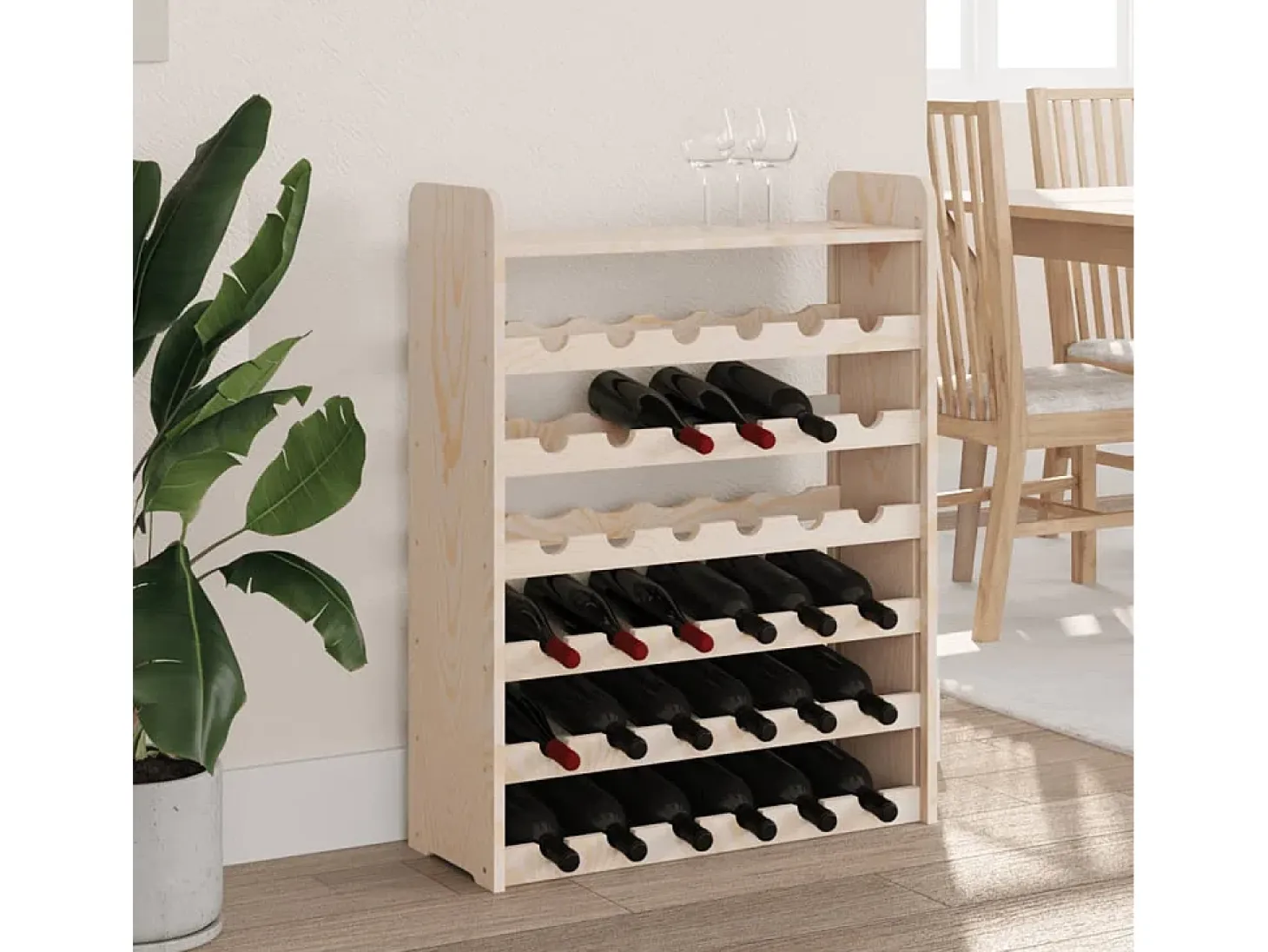 Eldon Botellero con tablero superior madera maciza pino 67,5x25x87 cm