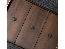 Elegante aparador con acabado de madera para dormitorio y salón - 117,5 x 40 x 80 cm - con 3 cajones y 2 puertas - tablero de partículas - negro