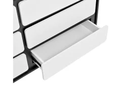 Elegante aparador/cómoda de 6 cajones - 140 x 38 x 74,5 cm - tocador moderno - aglomerado - negro + blanco