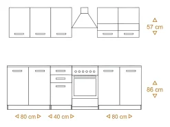 ELIF - Cocina completa modular + lineal L - 200cm 6 pzs - encimera incluida - juego de muebles de cocina