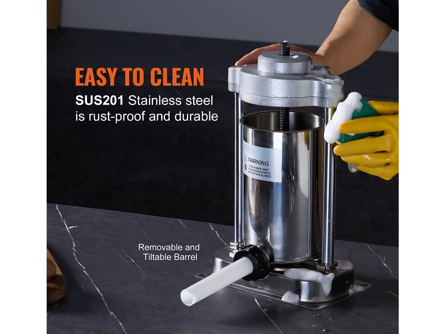 Empujador de Salchichas Manual SucceBuy, 2 L, Empujador de Salchichas en Acero Inoxidable 304, con Pinza, Vertical