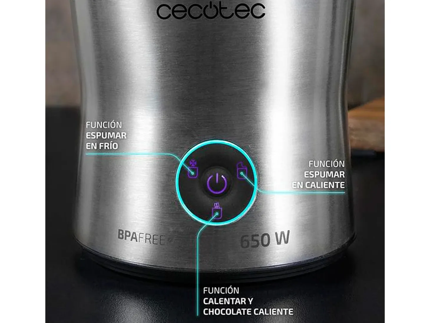Espumador de leche Cecotec Power Moca Spume 5000 650W 4 modos inox