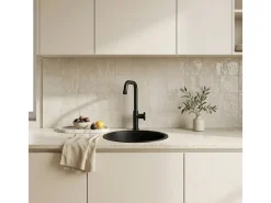 Essenox fregadero 1 cubeta redonda en acero inoxidable 42.5cm negro Essebagno