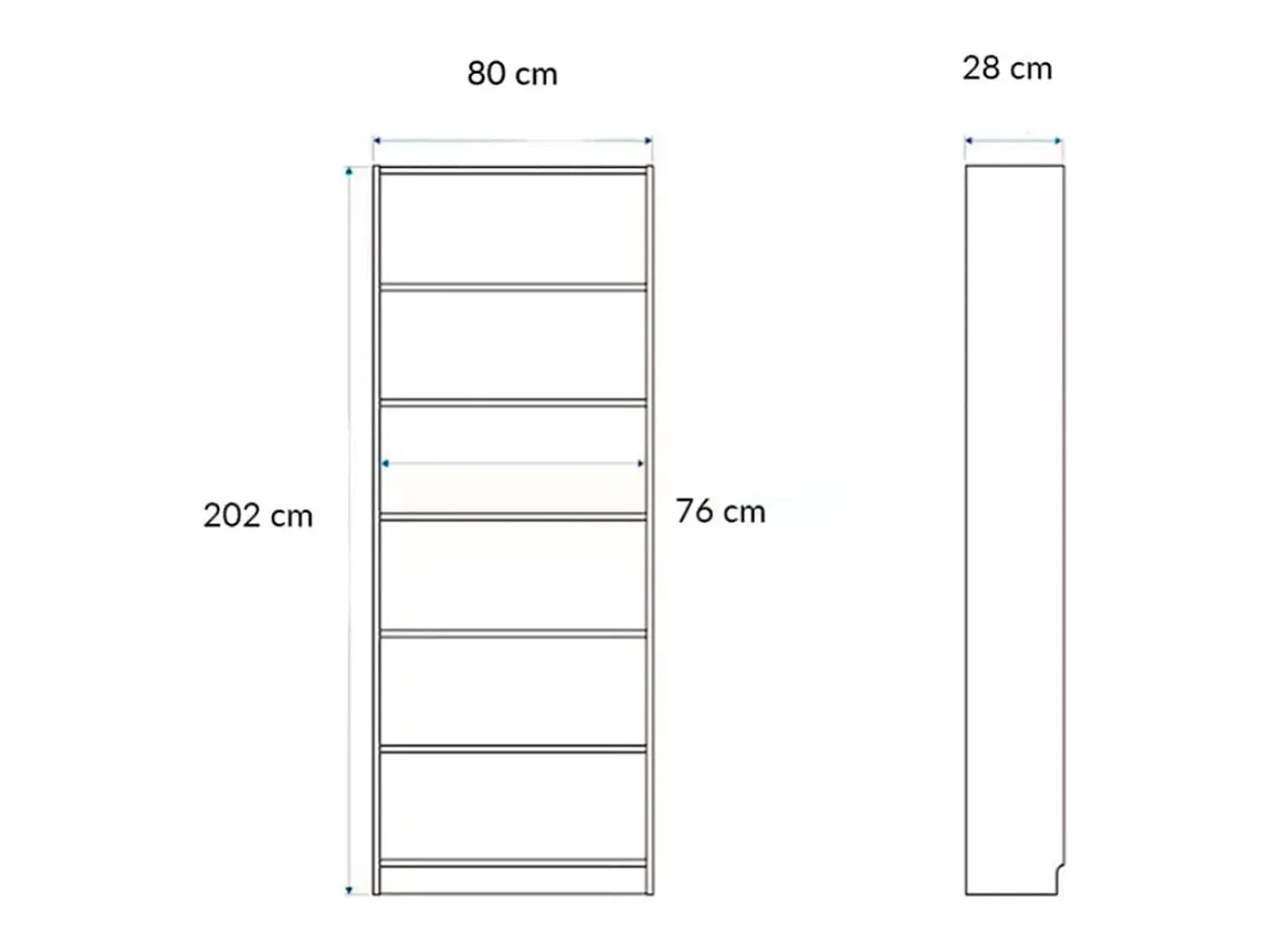 Estantería Boreal 6 estantes cambria/blanco 202x80x28 cm