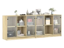 Estantería con puertas madera roble Sonoma 204x37x75 cm