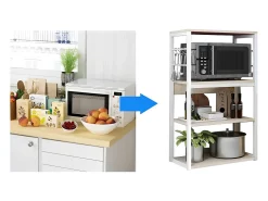 Estantería de Cocina Unidad de Cocina Alta con estantes de Almacenamiento, Marco de Metal Blanco, Estante Industrial para microondas 50x30x100 Cm, Col
