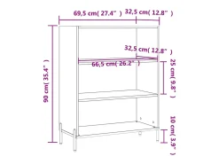 Estantería madera de ingeniería gris hormigón 69,5x32,5x90 cm