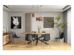 ESTER-Silla negra y metal roble (x2)