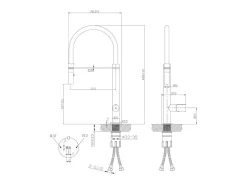 Exil Mezclador monomando de lavabo con teleducha en negro y oro rosa Essebagno