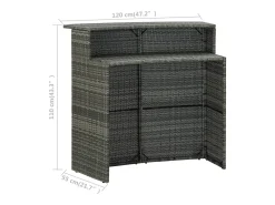Farid Mesa alta de jardín ratán sintético gris 120x55x110 cm