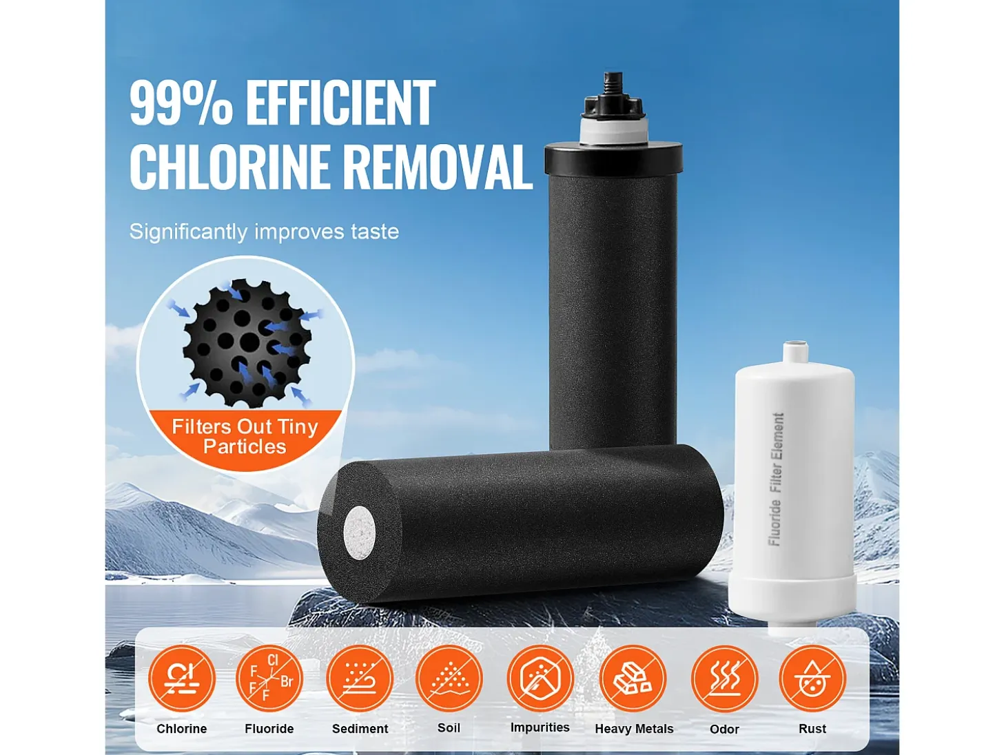 Filtro de Agua Alimentado por Gravedad SucceBuy, Sistema de Filtrado de Agua por Gravedad 7,5 L, 4 Filtros, en Acero Inoxidable