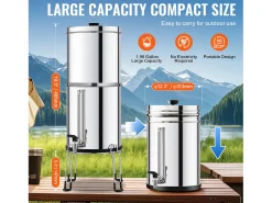 Filtro de Agua Alimentado por Gravedad SucceBuy, Sistema de Filtrado de Agua por Gravedad 7,5 L, 4 Filtros, en Acero Inoxidable