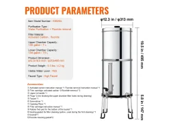Filtro de Agua Alimentado por Gravedad SucceBuy, Sistema de Filtrado de Agua por Gravedad 7,5 L, 4 Filtros, en Acero Inoxidable