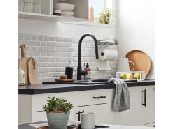 Foga Mezclador de fregadero con teleducha extraíble en negro mate Essebagno