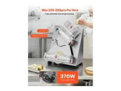 Formadora de Pizzas SucceBuy, 7,6 a 35,5 cm, Prensa de Masa Eléctrica Comercial 370 W, 260 Hojas por Hora, Laminador de Masa para Pizza Automático