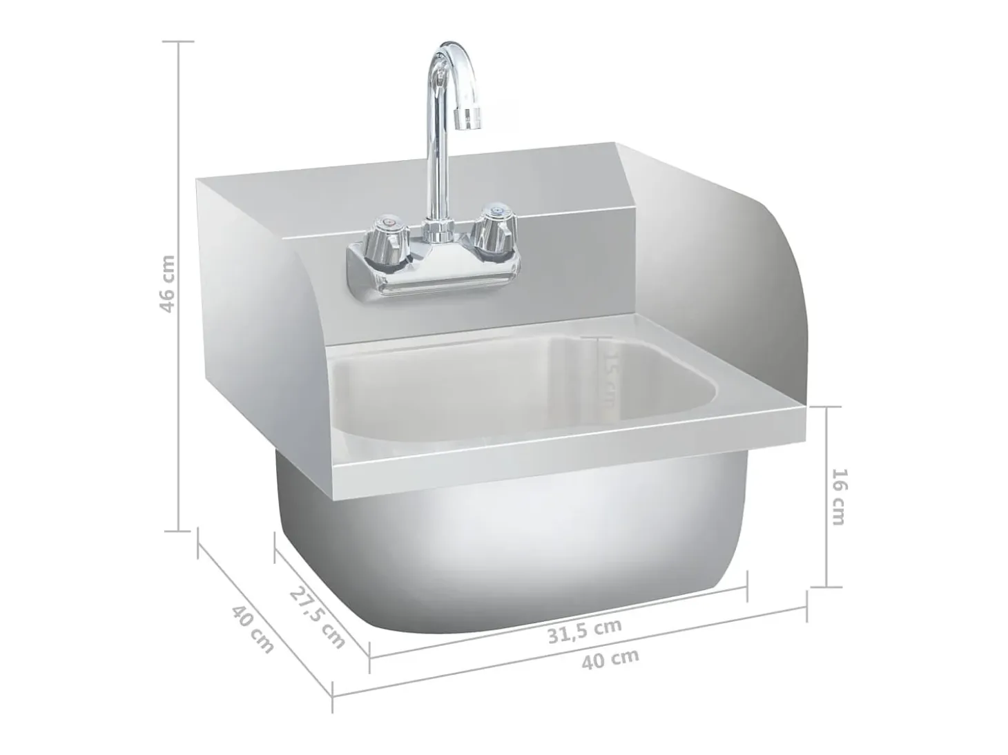Fregadero comercial para lavado de manos con grifo de acero inoxidable