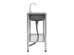 Fregadero de camping doble con grifo de acero inoxidable