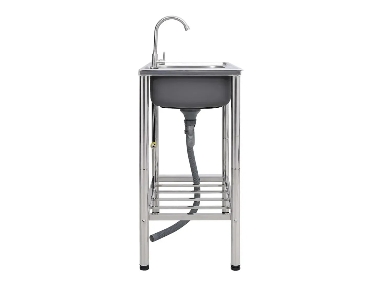 Fregadero de camping doble con grifo de acero inoxidable