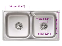 Fregadero de camping doble con grifo de acero inoxidable