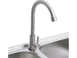 Fregadero de camping doble con grifo de acero inoxidable