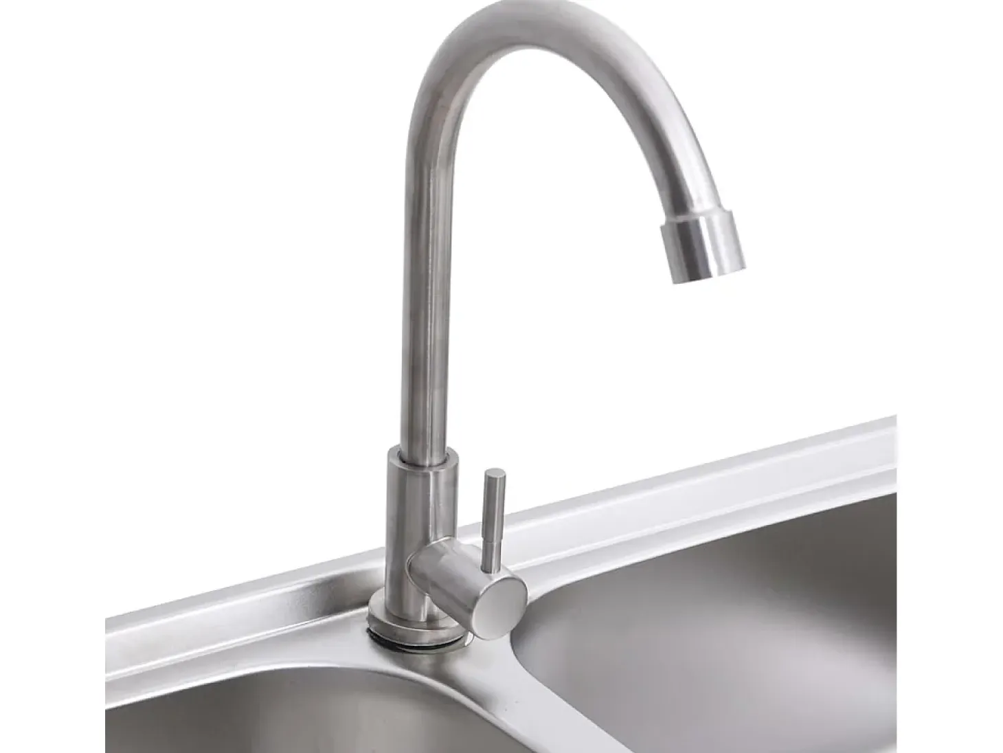 Fregadero de camping doble con grifo de acero inoxidable
