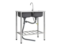 Fregadero de camping doble seno y grifo acero inoxidable ES858518
