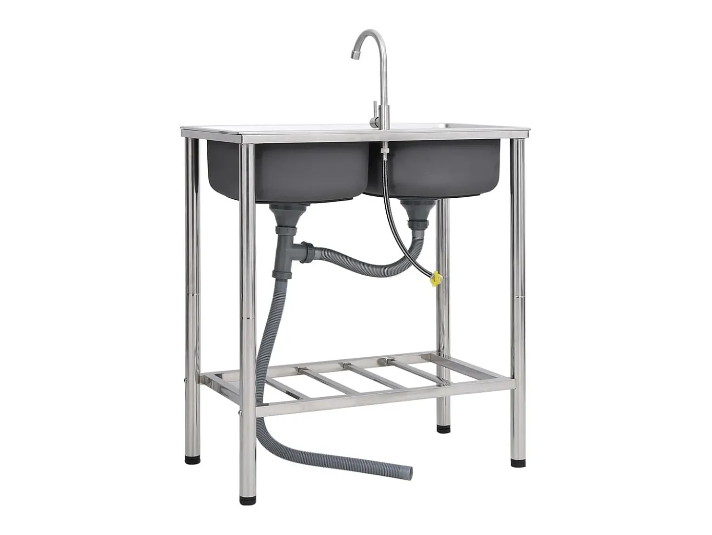 Fregadero de camping doble seno y grifo acero inoxidable ES858518