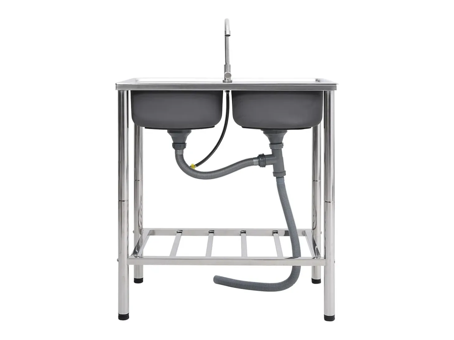 Fregadero de camping doble seno y grifo acero inoxidable ES858518