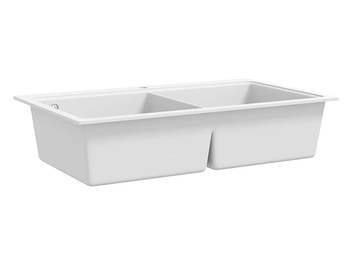 Fregadero de cocina bajo encimera de granito blanco crema con doble cubeta