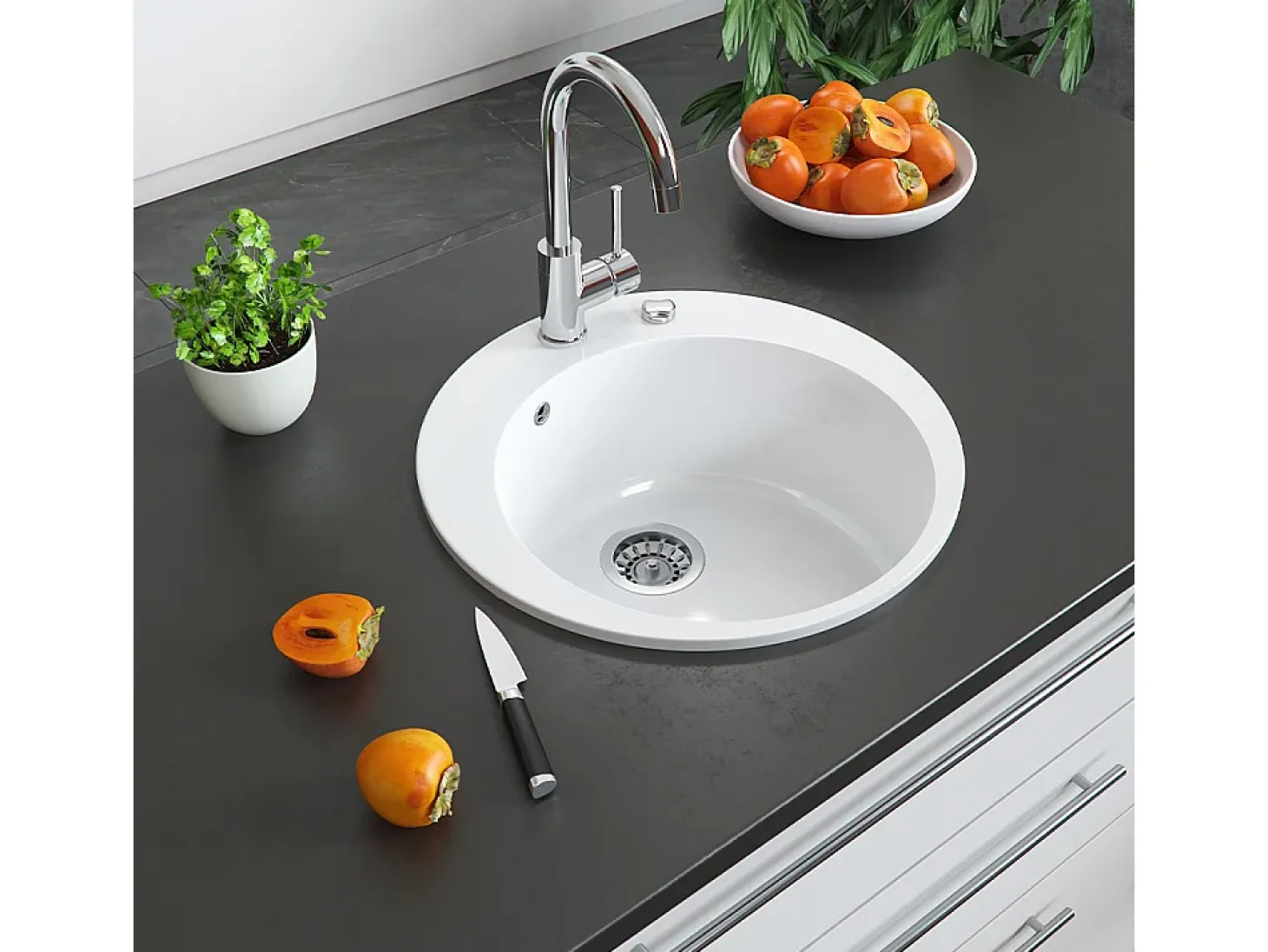 Fregadero de cocina blanco 50.5x50.5x19 valencia