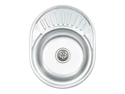 Fregadero de cocina con colador y sifón ovalado de acero inoxidable
