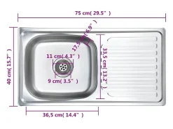 Fregadero de cocina con colador y sifón de acero inoxidable