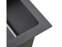 Fregadero de cocina de acero inoxidable negro hecho a mano