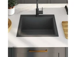 Fregadero de cocina de acero inoxidable negro hecho a mano