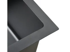 Fregadero de cocina de acero inoxidable negro hecho a mano