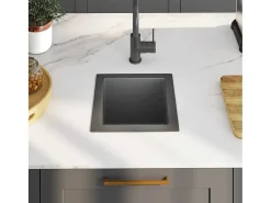 Fregadero de cocina de acero inoxidable negro hecho a mano