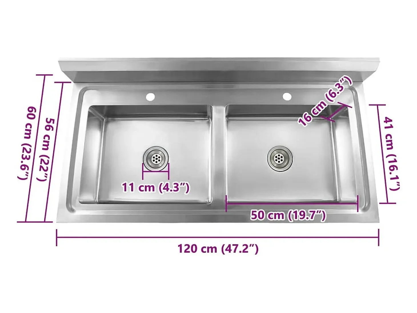 Fregadero de cocina de doble seno de acero inoxidable