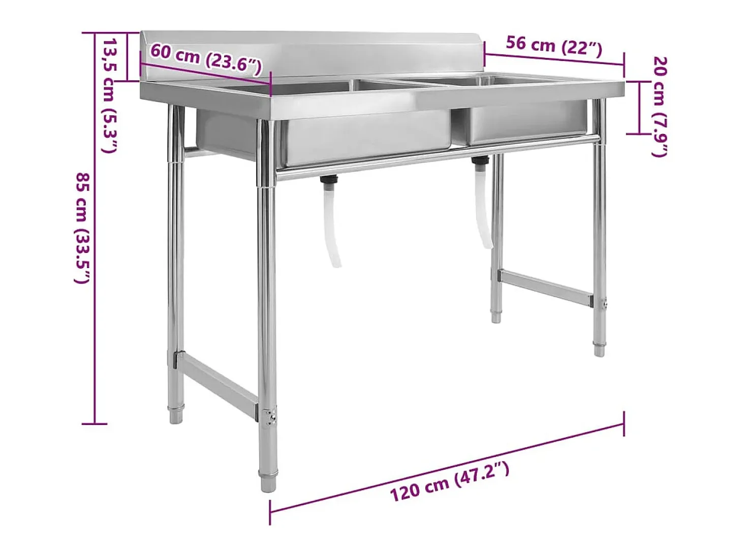 Fregadero de cocina de doble seno de acero inoxidable