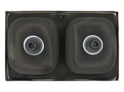 Fregadero de cocina de doble seno plateado de acero inoxidable de 800x500x155 mm.