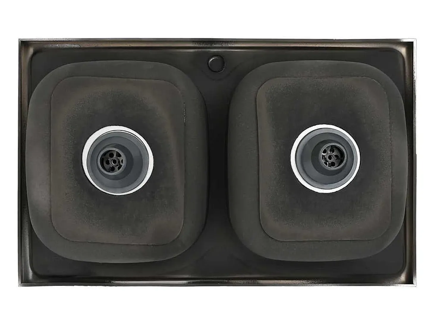 Fregadero de cocina de doble seno plateado de acero inoxidable de 800x500x155 mm.