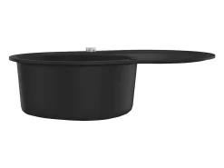 Fregadero de cocina de granito de un seno ovalado negro